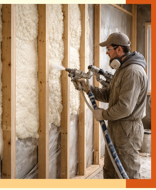 Утепление каркасной стены ППУ в Учалах от 4321 руб./м2 под ключ | ТепломастерЧлы